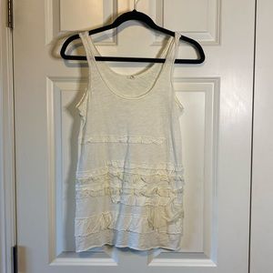 J Crew XS Cream Ruffle Tank Top
